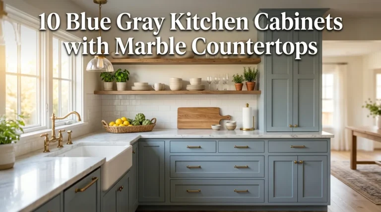 10 Blue Gray Kitchen Cabinets with Marble Countertops