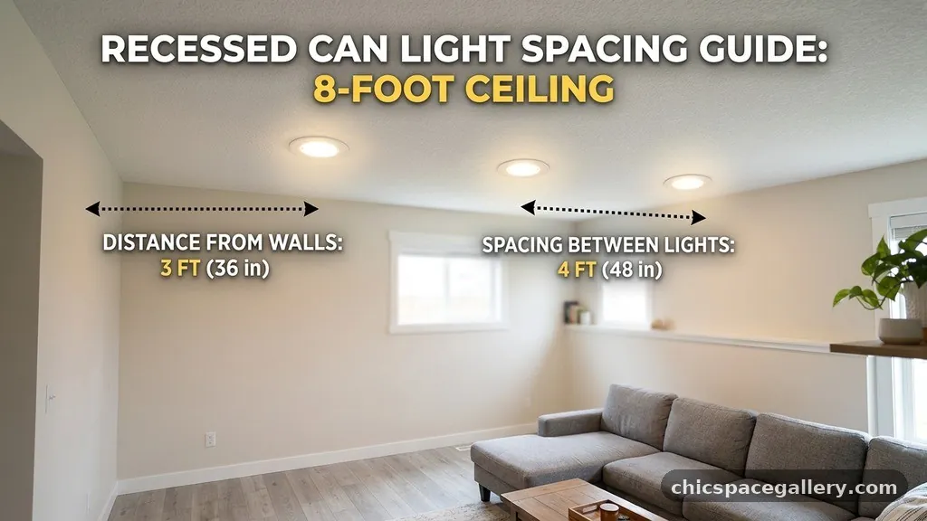 Determining Distance from Walls - How Far Apart Should Recessed Can Lights Be Spaced in an 8-Foot Ceiling?
