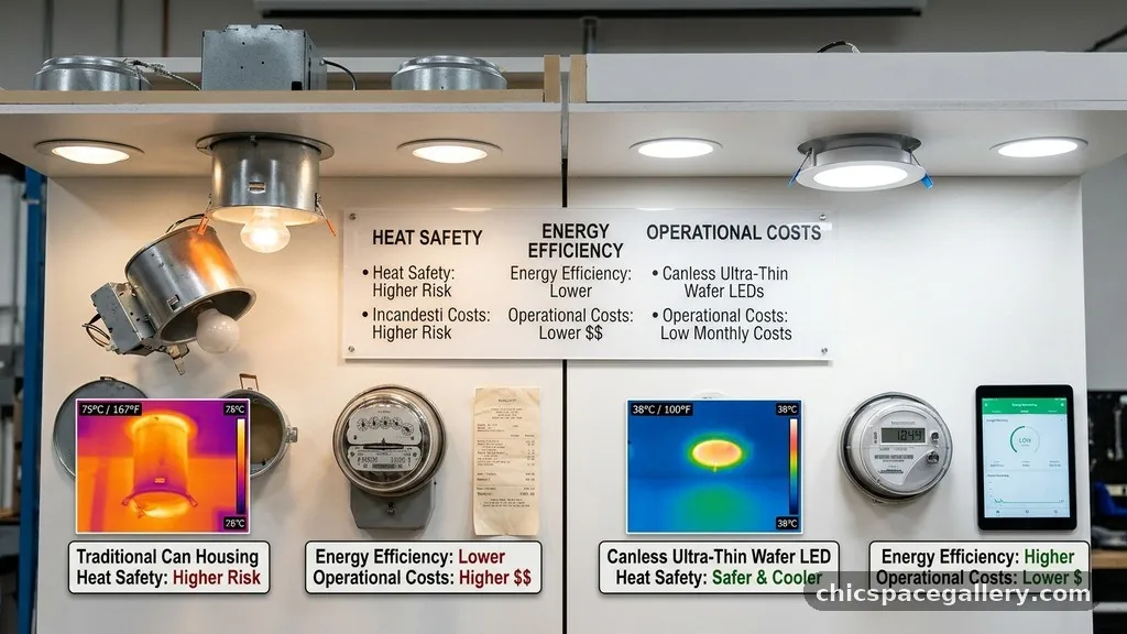 Energy Efficiency and Operational Costs - Canless Ultra-Thin Wafer LEDs vs Traditional Can Housings: Heat & Safety