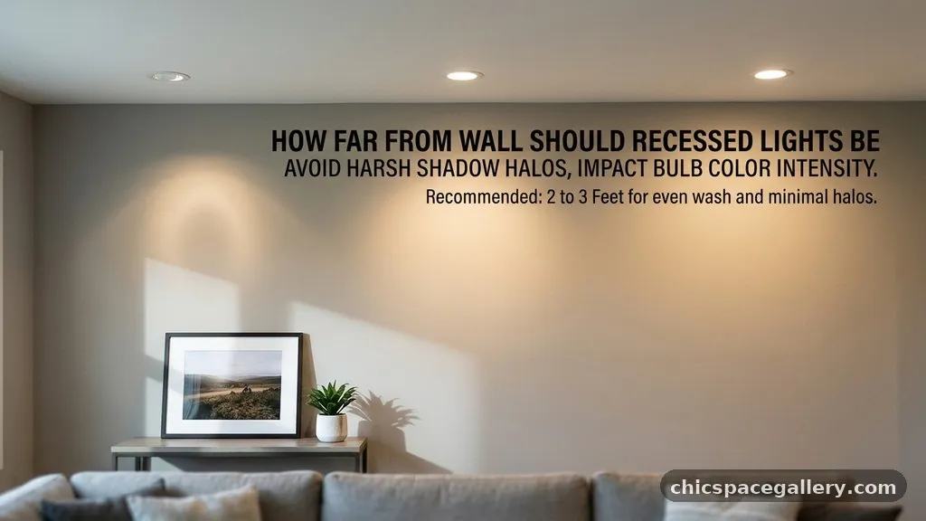 Impact of Bulb Color and Intensity - How Far from the Wall Should Recessed Lights Be to Avoid Harsh Shadow Halos?