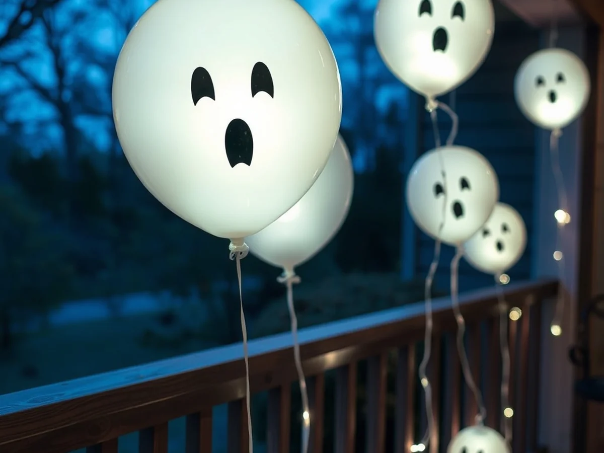 Assembling Ghost Glow Balloons For Porch Displays - diy halloween decorations