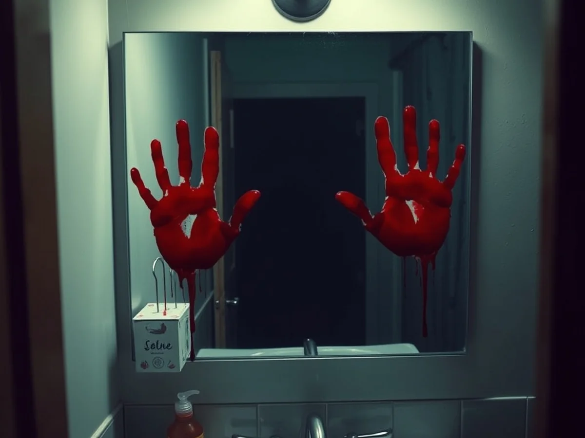 DIY Bloody Handprint Mirror Clings - diy halloween decorations