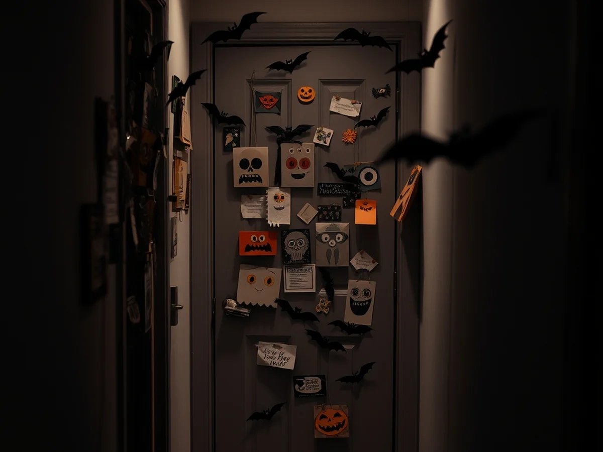 Spooky apartment door crafts - diy halloween door decor ideas