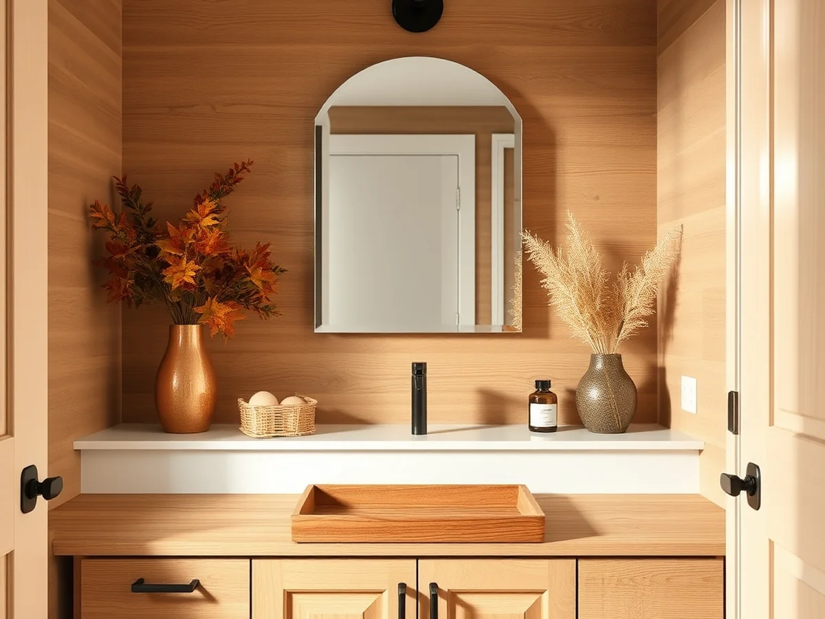 Adding Autumn Wood Accents - Fall Bathroom Decor Ideas