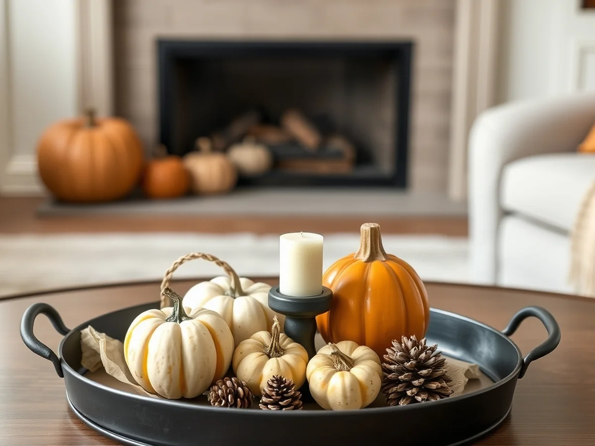 Using Trays to Organize Seasonal Displays - Fall Coffee Table Decor Ideas