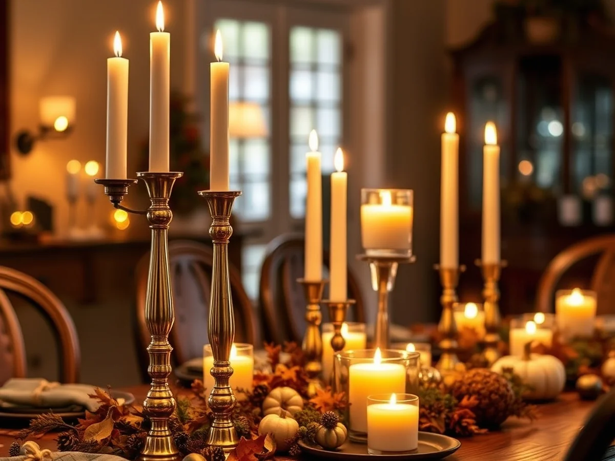 Illuminating Your Autumn Table with Warm Lighting - Fall Dining Table Decor Ideas