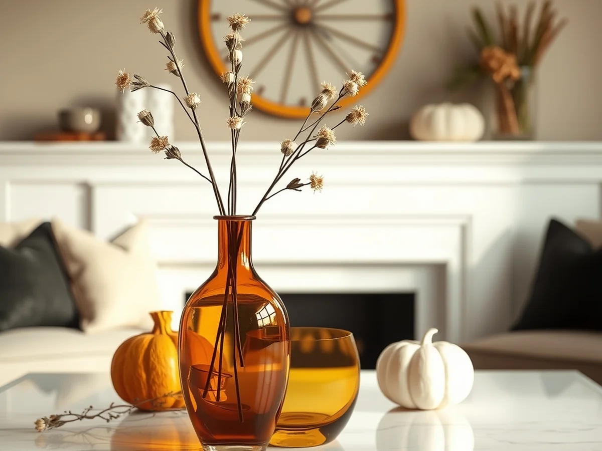 Luxury amber vase - Fall Entryway Table Decor Ideas