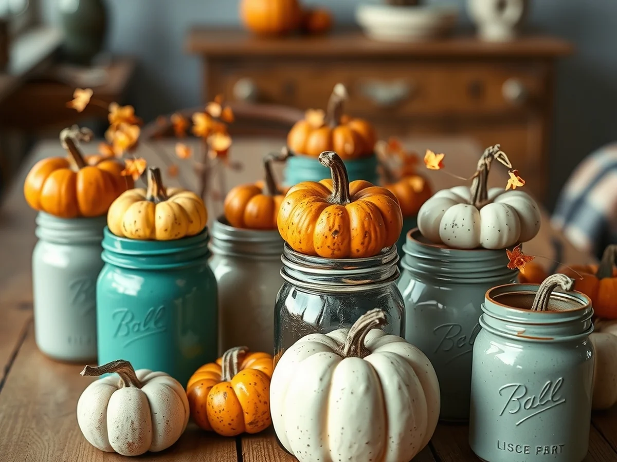 Creative DIY Projects with Pumpkins and Mason Jars - Fall Table Centerpiece Ideas