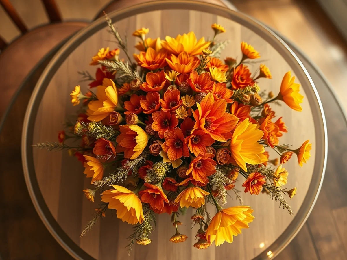 Round Table Fall Floral Arrangements - Fall Table Centerpiece Ideas