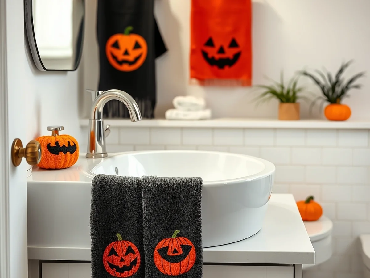 Upgrading Details Using Spooky Bathroom Hand Towels - halloween bathroom decor ideas
