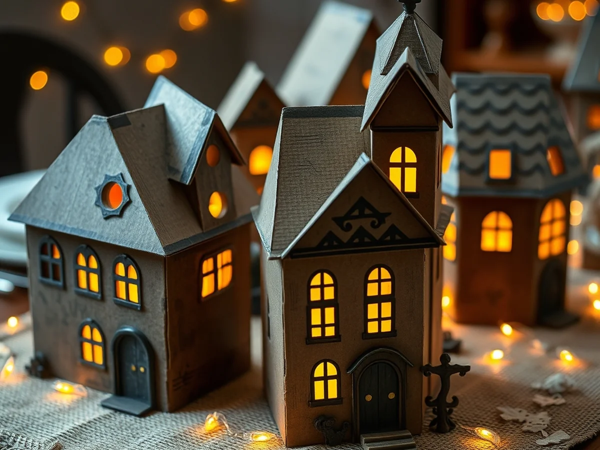 Miniature Haunted Houses from Cardboard Boxes - halloween centerpiece ideas