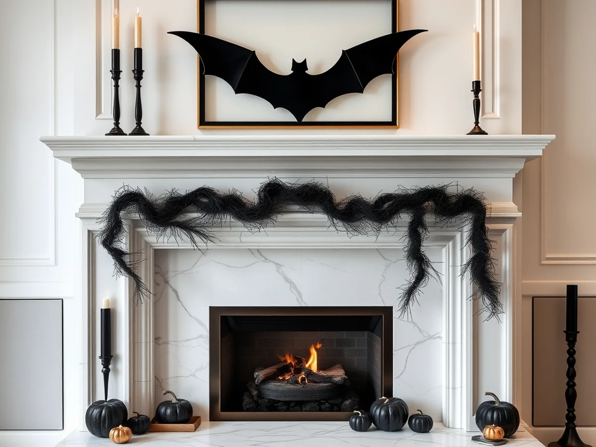 Elegant Halloween Mantel Decor - halloween fireplace decor ideas