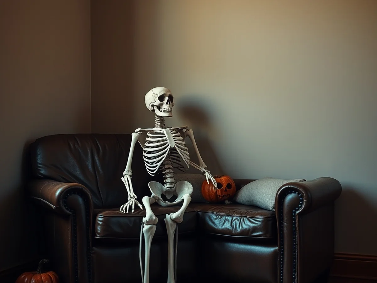 Spooky Skeleton Display - halloween living room decor ideas